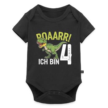 4ème anniversaire 4 ans Dino Dinosaur Fan - Body à manches courtes Premium Bébé - noir - Devant