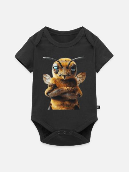 Biene - Baby Premium Kurzarmbody - Schwarz