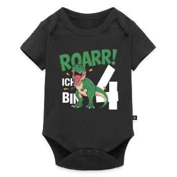 4ème anniversaire 4 ans Dino Dinosaur Fan - Body à manches courtes Premium Bébé - noir - Devant