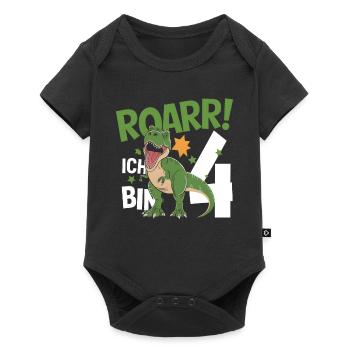 Fan de dinosaures Dino 4e anniversaire 4 ans - Body à manches courtes Premium Bébé - noir - Devant