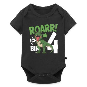 Fan de dinosaures Dino 4e anniversaire 4 ans - Body à manches courtes Premium Bébé - noir - Devant