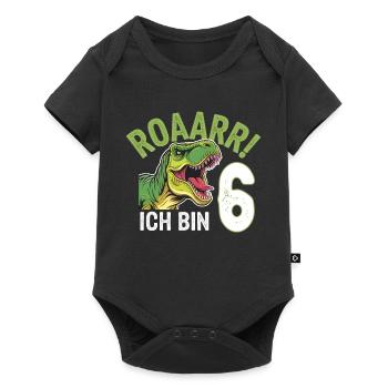 6ème anniversaire 6 ans Dino Dinosaur Fan - Body à manches courtes Premium Bébé - noir - Devant