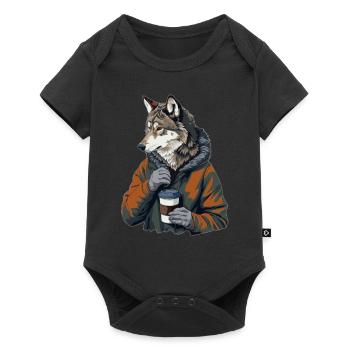 Wolf - Baby Premium short-sleeve bodysuit - black - Front