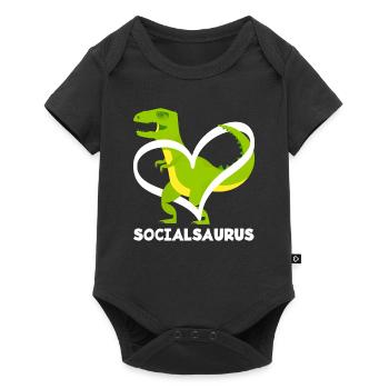 Socialsaurus Dinosaur Heart - Baby Premium short-sleeve bodysuit - black - Front