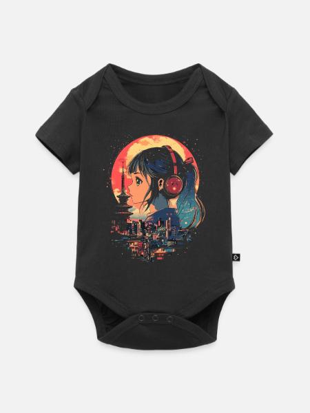 Anime Mädchen Japan - Baby Premium Kurzarmbody - Schwarz