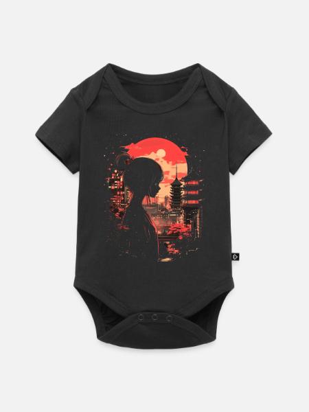 Anime Mädchen Japan - Baby Premium Kurzarmbody - Schwarz