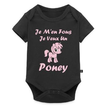 Humour poney - Body à manches courtes Premium Bébé - noir - Devant