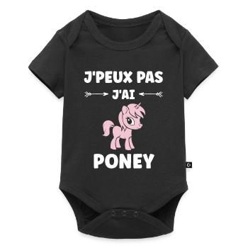Humour poney - Body à manches courtes Premium Bébé - noir - Devant