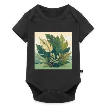 Colourful Floral Line Art with Vibrant Leaves - Baby Premium short-sleeve bodysuit - black - Front