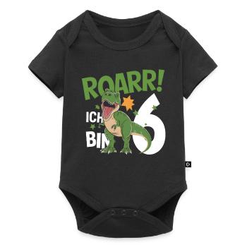6th Birthday 6 Years Dino Dinosaur Fan - Baby Premium short-sleeve bodysuit - black - Front