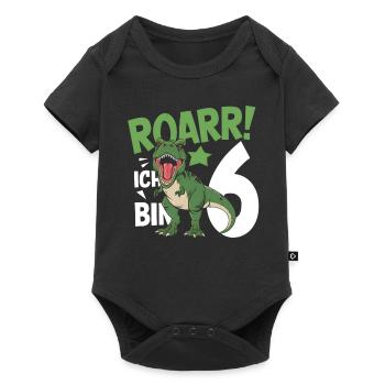 6ème anniversaire 6 ans Dino Dinosaur Fan - Body à manches courtes Premium Bébé - noir - Devant