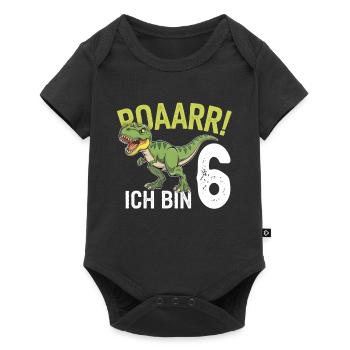 6ème anniversaire 6 ans Dino Dinosaur Fan - Body à manches courtes Premium Bébé - noir - Devant