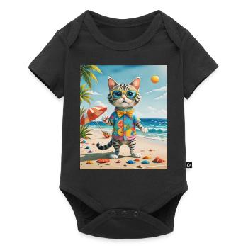 Plage Fun Cat Illustration Beachside Fun Cat - Body à manches courtes Premium Bébé - noir - Devant