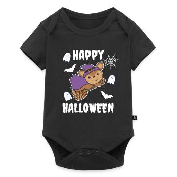 Reh Happy Halloween Hexe Kinder Hexen Kostüm - Baby Premium Kurzarmbody - Schwarz - Vorne