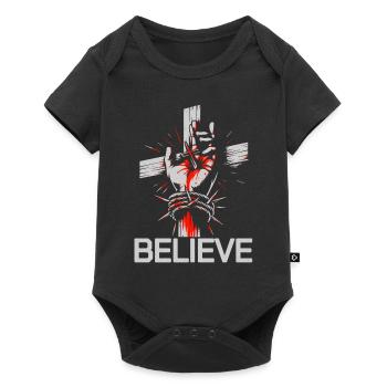 Jesus - Believe: Strong faith design - Baby Premium short-sleeve bodysuit - black - Front