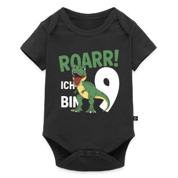 9th Birthday 9 Years Dino Dinosaur Fan - Baby Premium short-sleeve bodysuit - black - Front