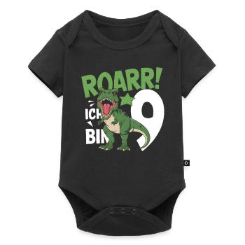 9th Birthday 9 Years Dino Dinosaur Fan - Baby Premium short-sleeve bodysuit - black - Front