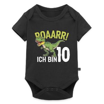 10th Birthday 10 Years Dino Dinosaur Fan - Baby Premium short-sleeve bodysuit - black - Front