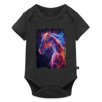 Pferd - Baby Premium Kurzarmbody - Schwarz - Vorne