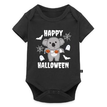 Koala Happy Halloween Citrouille Chauve-souris Costume - Body à manches courtes Premium Bébé - noir - Devant