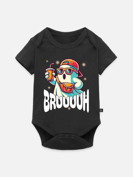 Unheimliches Halloween Gespenst Bruh - Baby Premium Kurzarmbody - Schwarz