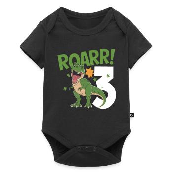3ème anniversaire 3 ans Dino Dinosaur Fan - Body à manches courtes Premium Bébé - noir - Devant