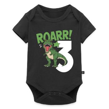 3ème anniversaire 3 ans Dino Dinosaur Fan - Body à manches courtes Premium Bébé - noir - Devant