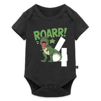 4ème anniversaire 4 ans Dino Dinosaur Fan - Body à manches courtes Premium Bébé - noir - Devant