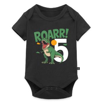 5th Birthday 5 Years Dino Dinosaur Fan - Baby Premium short-sleeve bodysuit - black - Front