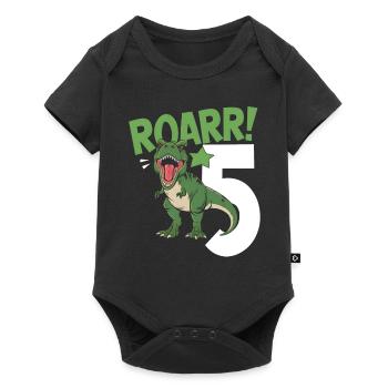 5th Birthday 5 Years Dino Dinosaur Fan - Baby Premium short-sleeve bodysuit - black - Front