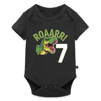 7th Birthday 7 Years Dino Dinosaur Fan - Baby Premium short-sleeve bodysuit - black - Front