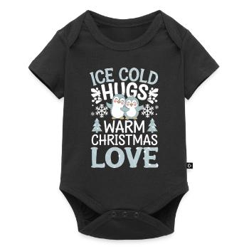 -cold hugs, warm Christmas love, - Baby Premium short-sleeve bodysuit - black - Front