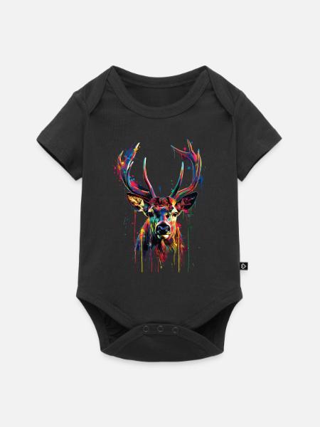 Reh - Baby Premium Kurzarmbody - Schwarz