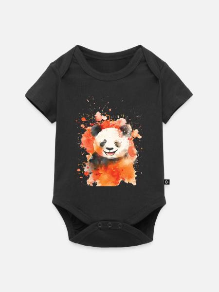 Panda - Baby Premium Kurzarmbody - Schwarz