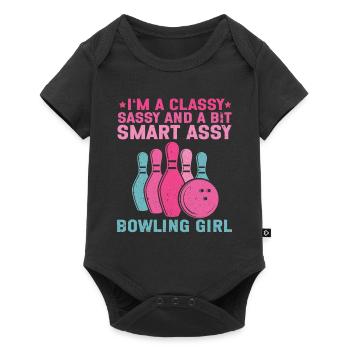 Bowling Girl Funny Ladies Team Bowler Sport - Baby Premium short-sleeve bodysuit - black - Front