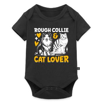 Rough Collie & cat lover - Rough Collie Cat Owner - Baby Premium Kurzarmbody - Schwarz - Vorne