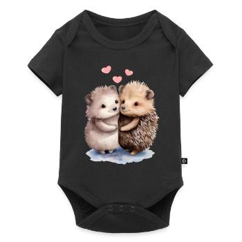 Liebenswerter Igel Adorable Hedgehog - Baby Premium Kurzarmbody - Schwarz - Vorne