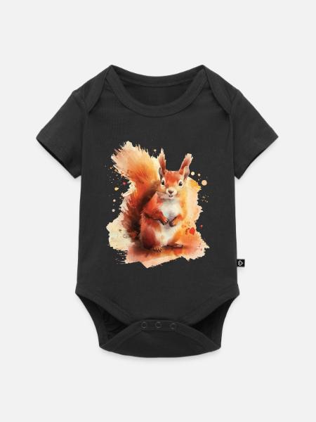 Eichhörnchen - Baby Premium Kurzarmbody - Schwarz