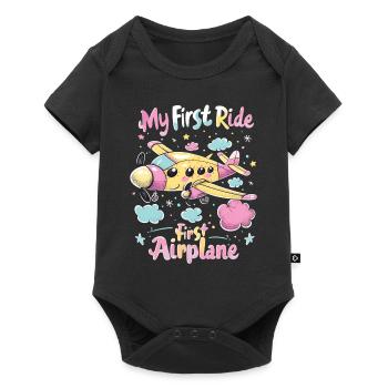 Meine Erste Flugreise Erstes Mal Fliegen - Baby Premium Kurzarmbody - Schwarz - Vorne