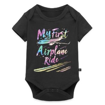 Meine Erste Flugreise Erstes Mal Fliegen - Baby Premium Kurzarmbody - Schwarz - Vorne