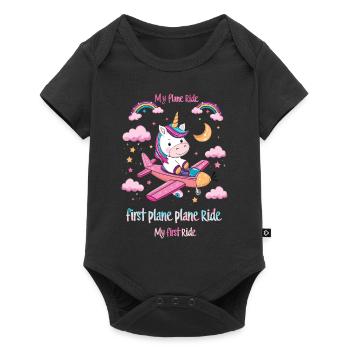 Meine Erste Flugreise Erstes Mal Fliegen - Baby Premium Kurzarmbody - Schwarz - Vorne