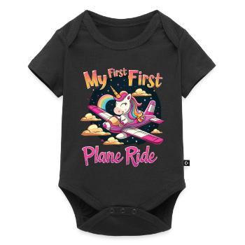 Meine Erste Flugreise Erstes Mal Fliegen - Baby Premium Kurzarmbody - Schwarz - Vorne