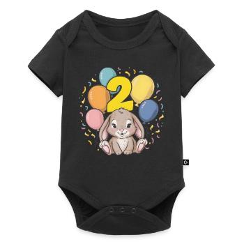 2. Geburtstag Hase Kaninchen Kindergeburtstag - Baby Premium Kurzarmbody - Schwarz - Vorne