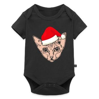 Christmas Santa Sphynx Cat - Baby Premium short-sleeve bodysuit - black - Front