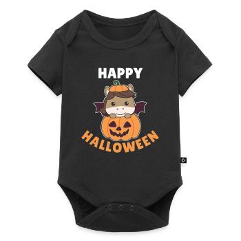 Cheval heureux Halloween citrouille chauve-souris costume - Body à manches courtes Premium Bébé - noir - Devant