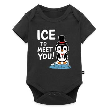 Penguin Drôle Réunion Bienvenue Jeu de mots - Body à manches courtes Premium Bébé - noir - Devant