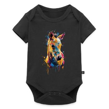 Pferd - Baby Premium Kurzarmbody - Schwarz - Vorne