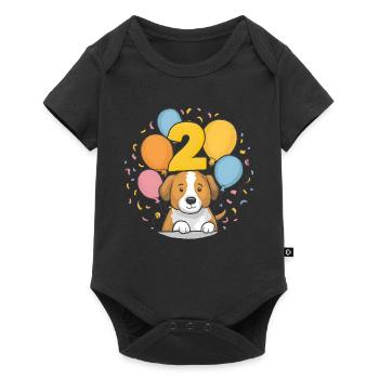 2. Geburtstag Hund Hündchen Kindergeburtstag - Baby Premium Kurzarmbody - Schwarz - Vorne