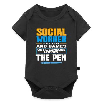Social worker it's all fun until someone - Baby Premium short-sleeve bodysuit - black - Front