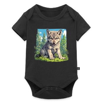 Wölfe Wolf - Baby Premium Kurzarmbody - Schwarz - Vorne